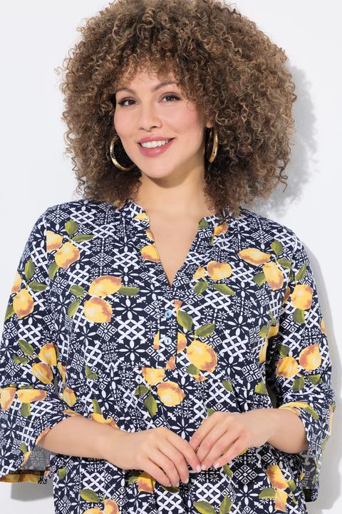 Image du produit Ulla Popken Robe en jersey, col tunisien et manches 3/4, coupe évasée (54)