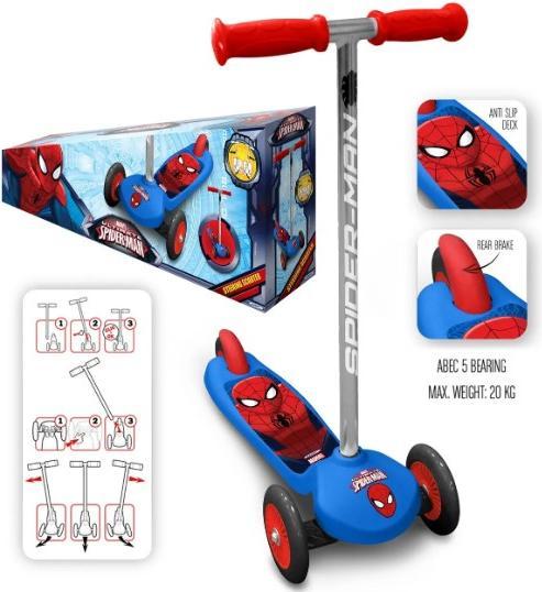 Actual product image Stamp 3-wheel scooter Spiderman NEW 2 front wheels