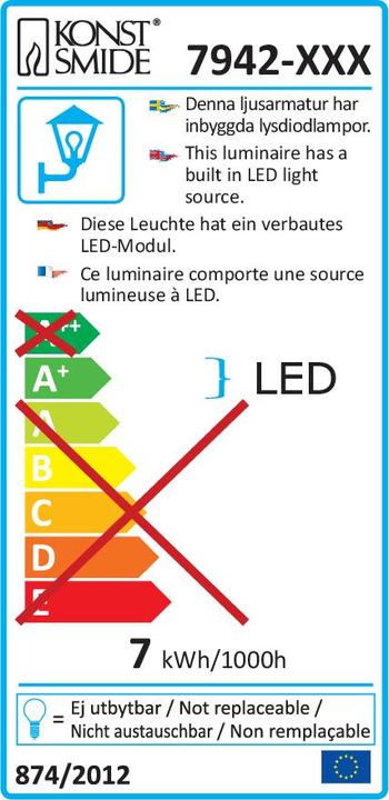 Energie-Label Konstsmide LED-Aussenwandleuchte mit Bewe (480 lm, IP54)