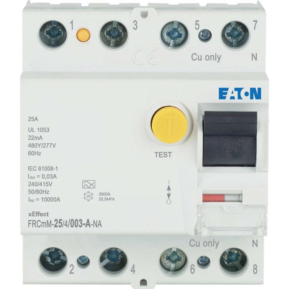 Eaton, Schutzschalter, MOE FRCMM-25/4/003-A-NA FI-Schalter, 25A, 4pol, 30mA, Typ A