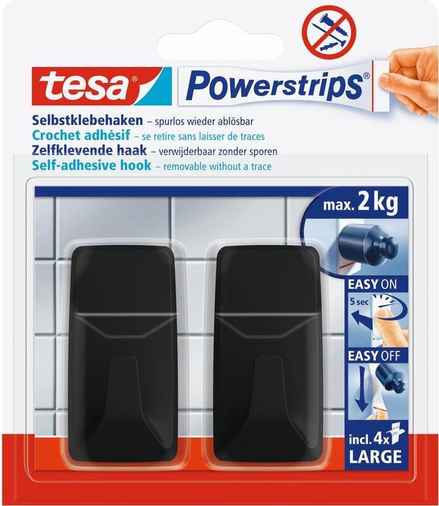 Image du produit tesa Crochet adhésif Powerstrips LARGE carré - 2 x crochets muraux auto-adhésifs