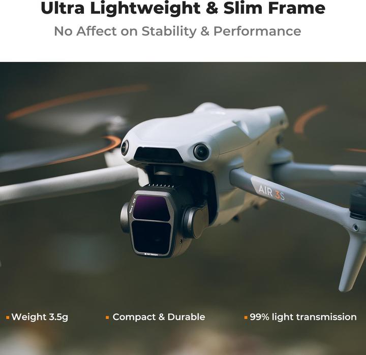 Produktbild K&F Concept 4pcs Filter Kits, ND8+ND16+ND32+ND64, HD, Anti-Reflection Green Coating, Waterproof and Scratch Resi (Drohnen Filter, DJI Air 3s)