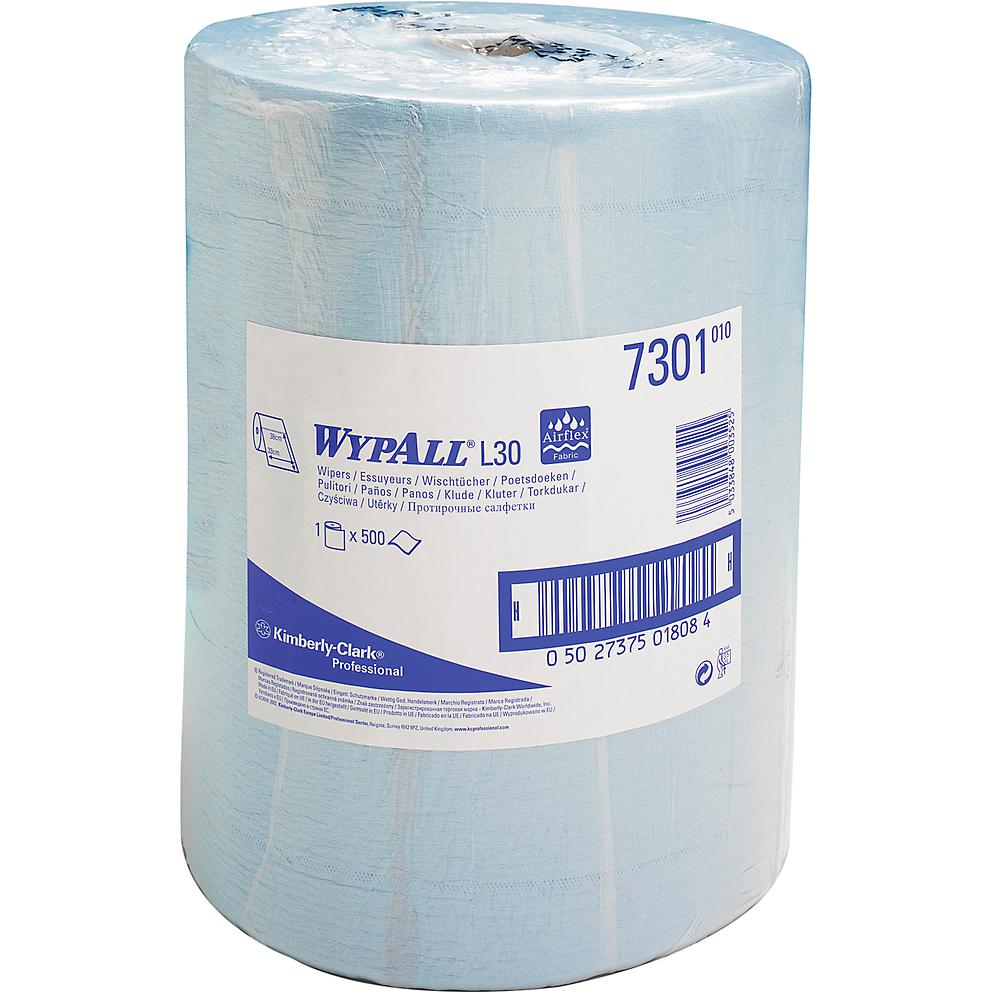 Wypall Wischtuch L-20 EXTRA + Grossrolle, aus Airflexmaterial, 500 Tücher, 2-lagig, Haushaltspapier, Blau