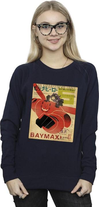 Actual product image Disney Womens/Ladies Big Hero 6 Baymax Flying Baymax Newspaper Sweatshirt (XL)