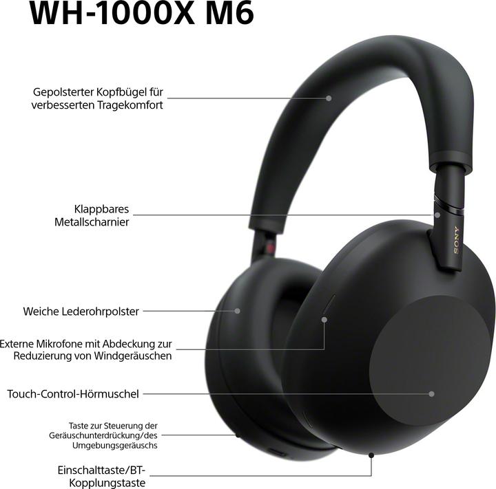 Immagine prodotto Sony WH-1000XM6 (ANC, 30 h, Senza fili, Cablato)