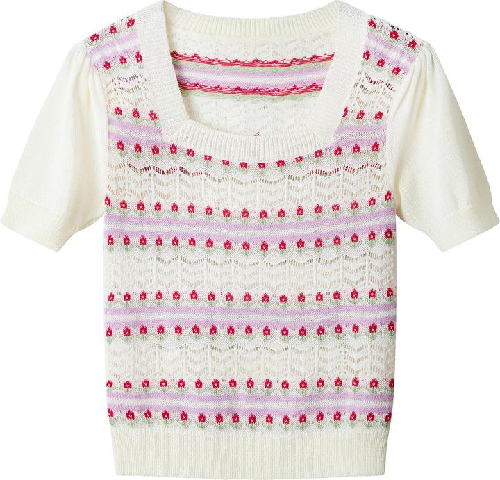 Produktbild Joe Browns Floral Stripe Square Neck Short Sleeve Jumper (46)