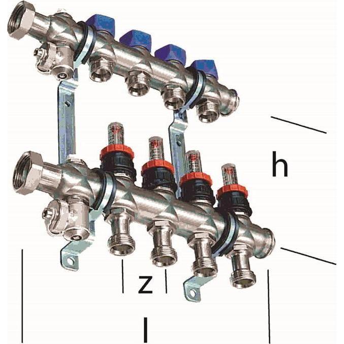 Multitubo, Accessori per installazione sanitaria, Distributore a pavimento Eurocone 10 circuiti 590x200x50mm