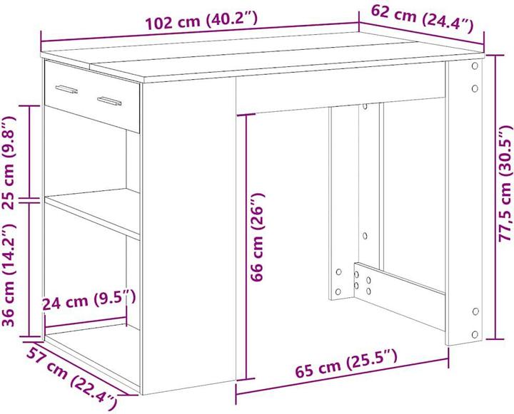Immagine prodotto vidaXL Schreibtisch (102 x 62 x 77.50 cm)