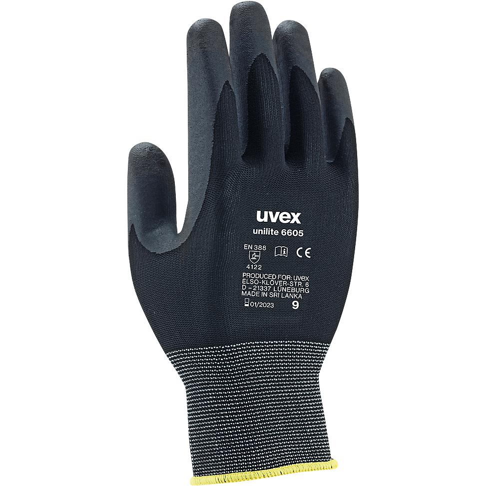 Uvex Safety, Schutzhandschuhe, Montagehandschuhe uvex unilite 6605, Polyamid/Nitrilschaum, EN 388: 4122, atmungsaktiv, v...