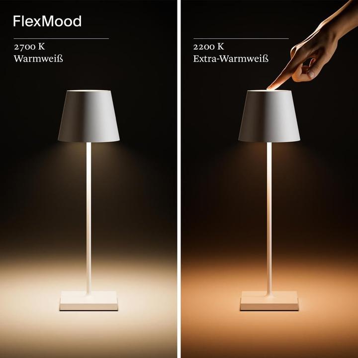 Actual product image Sigor Rechargeable table lamp Nuindie USB-C 38cm dune beige 2.2W FlexMood 2200K/2700K IP54 Ra85 dimmable (98.50 lm)