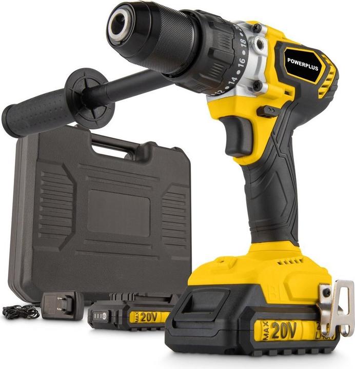 Powerplus - Gelb - POWX00530 - 20 V - Pinsel - Schraube, Klopfbohrer - bürstenloser 20 V 120 nm - in