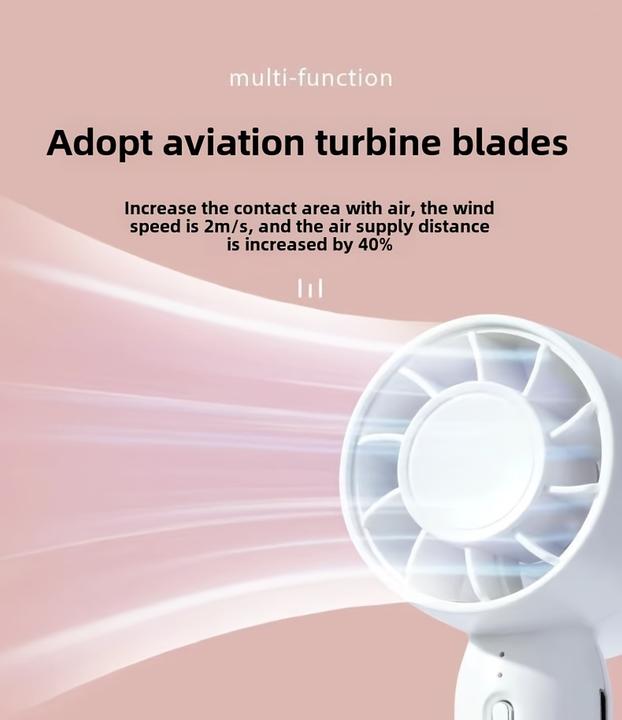 Actual product image PhoneLook Mini USB Ventilator tragbar wiederaufladbar 3 Geschwindigkeiten mit Ständer