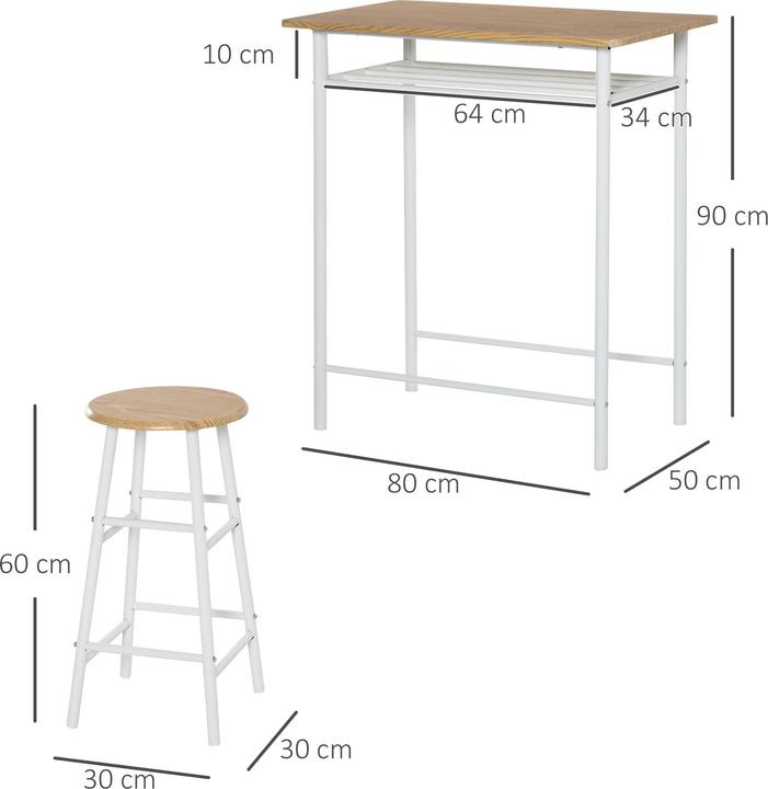Immagine prodotto Homcom Set di tavoli da bar (80 x 50 x 90 cm)