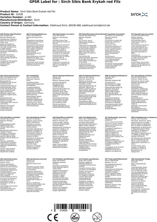 Image du produit Sirch Sibis Bank Erykah rouge FIlz (Canapé pour enfants)