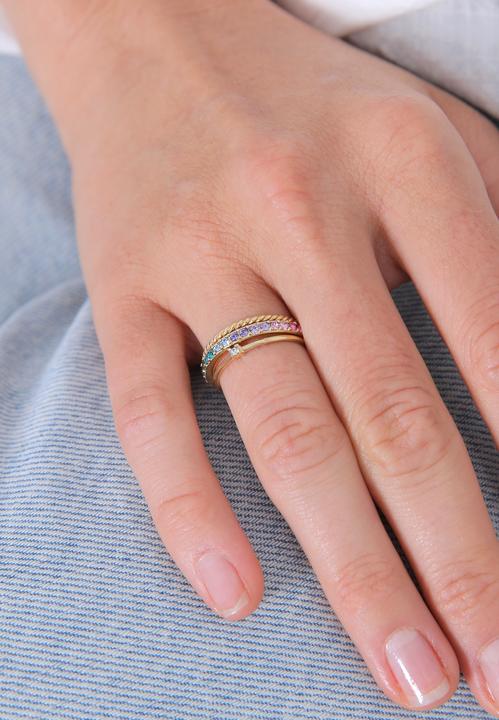 Actual product image Elli Crystal Ring, Multi-Color, Ring Set (62, 925 Silver)