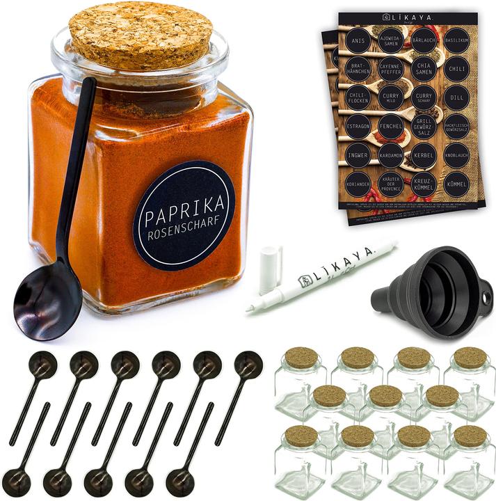 Actual product image Likaya Spice jars set (square, 12x 150ml) (0.15 l)
