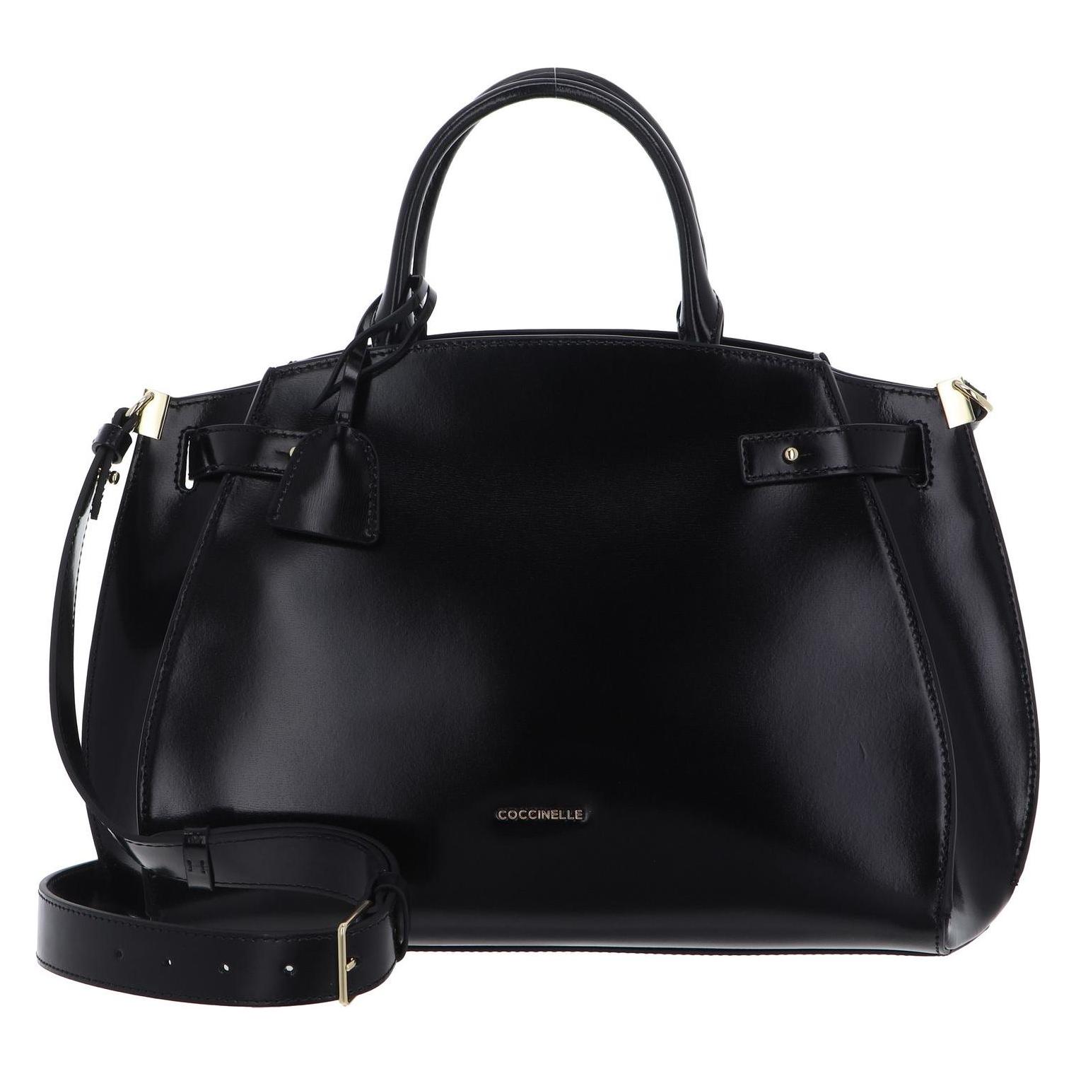 Coccinelle, Damen, Handtasche, Kliche Shiny Calf Leather Handbag, Schwarz
