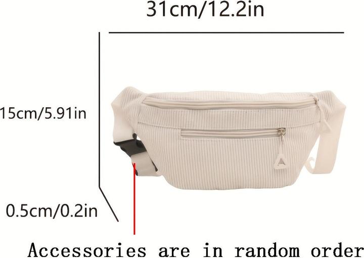 Actual product image Only-Bags.Store Stylische Cordtasche - Lässiger Fashion Sling Rucksack mit verstellbarem Gurt, Reissverschluss und