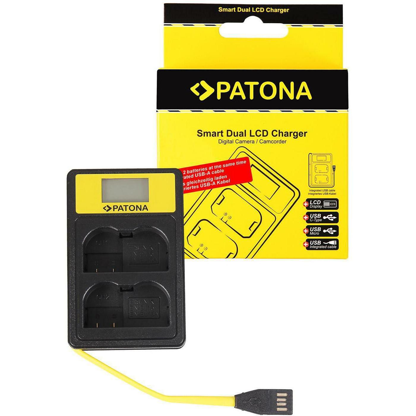 Patona Smart Dual (Ladegerät), Kamera Stromversorgung, Schwarz, Gelb