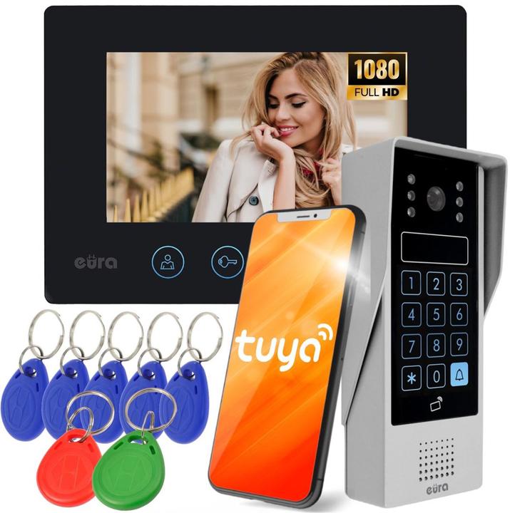Produktbild Eura Video-Gegensprechanlage VDP-90A3 DELTA+ schwarz 7", Full HD, WLAN, 2 Eingänge, Verschlüsselungsgerä (WLAN)