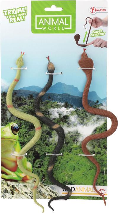 Actual product image Toi-Toys Lifelike snakes, stretchy, 3 pieces.