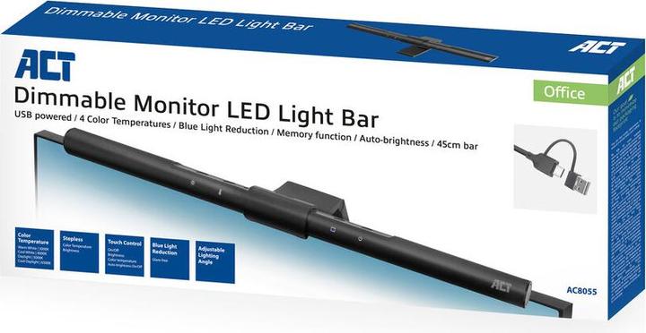 Productafbeelding ACT Dimmable Monitor LED Light Bar, USB powered