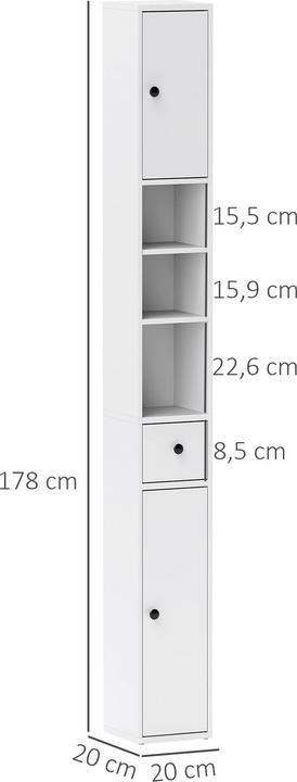 Immagine prodotto Homcom Badezimmerschrank Spanplatte, MDF Weiss (20 x 20 x 178 cm)