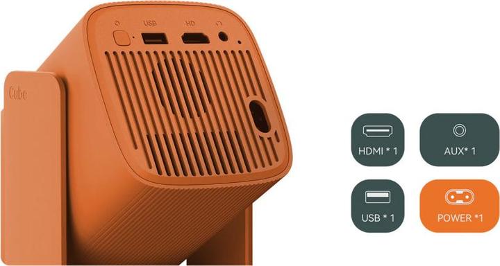 Actual product image Wanbo CUBE 1 PROJECTOR, CANYON ORANGE, ANDROID TV 11, 200 ISO LUMEN, 720P, WPF14 (HD, 350 lm)