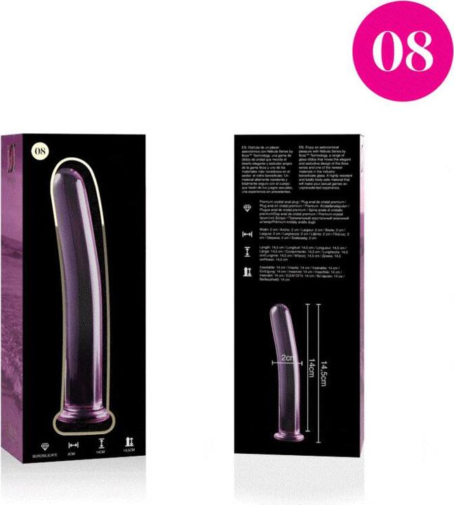 Actual product image Ibiza Nebula Series By ™ - Model 8 Dildo Borosilicate Glass 14.5 X 2 cm Pink