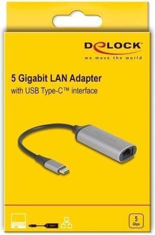 Immagine prodotto Delock USB Type-C Adapter zu 5 Gigabit LAN (USB-C, RJ45 (1x))