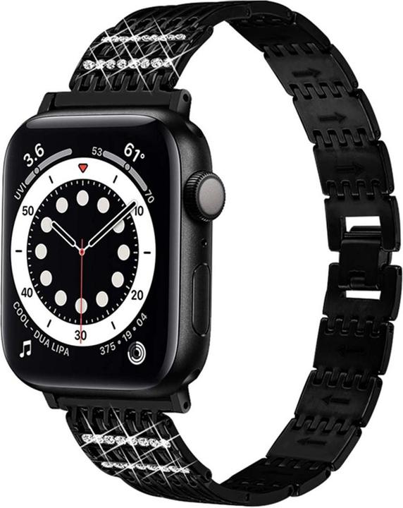 Produktbild EKO Uhrenarmband Edelstahl Strass Schwarz (22 mm, Edelstahl)