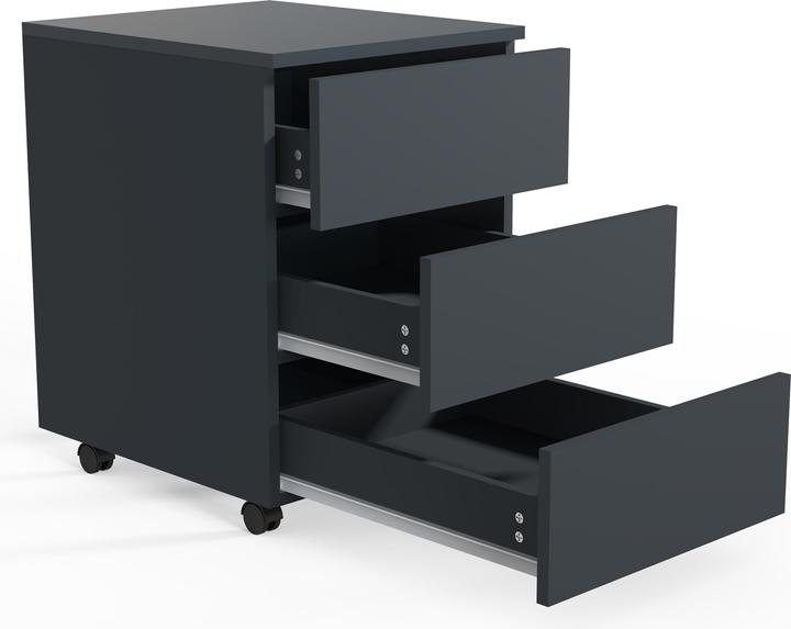 Image du produit VCM Caisson roulant Caisson d'appoint Caisson de bureau à roulettes Dasola 3 tiroirs (39 x 45 x 55 cm)