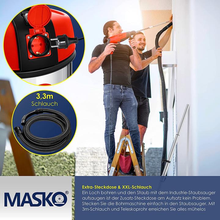 Immagine prodotto Masko Aspirapolvere industriale senza sacco rosso (Aspirapolvere a umido e a secco)