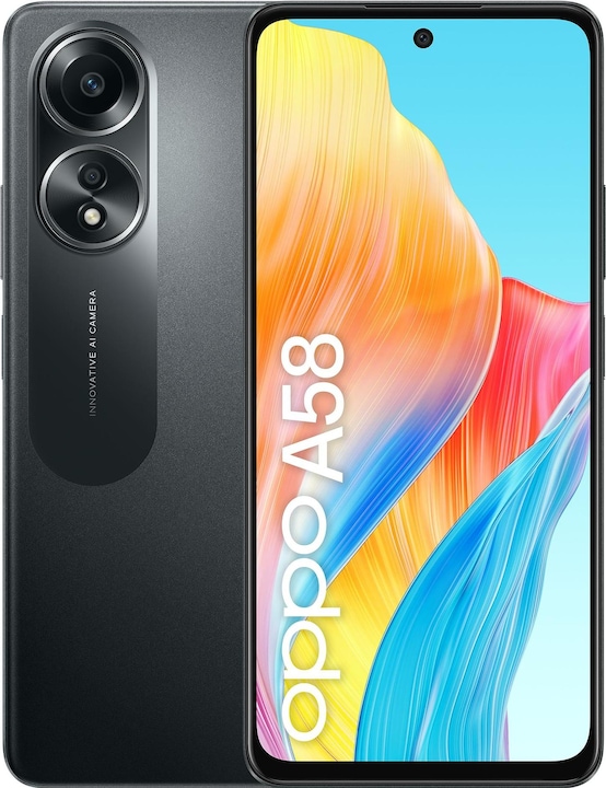 OPPO A58 (128 GB, Glowing Black, 6.72", Dual SIM, 50 Mpx, 4G)