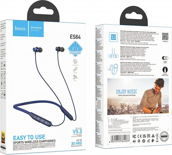 Immagine prodotto Hoco Wireless headphones wireless earphones bluetooth ES64 navy blue (4 h, Senza fili)