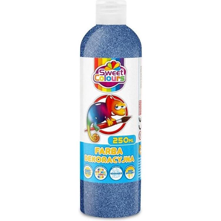 Sweet Colours, Colore + Vernice per fai da te, Blaue Glitzer-Dekorationsfarbe, 250 ml (250 ml)