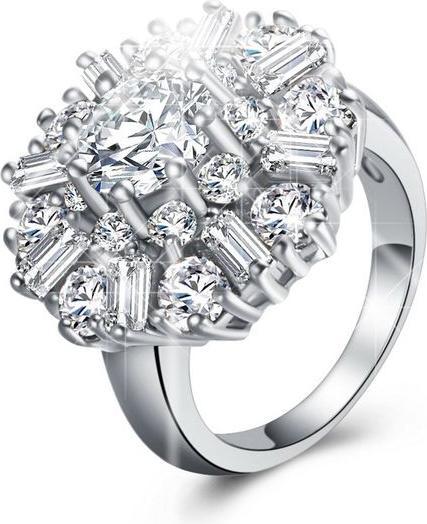 Produktbild Hermex versilberter Ring mit Weissem Topas - Gr. 55 / Size 8 (55, 925 Silber)