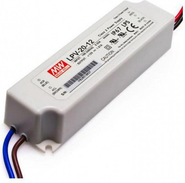 Image du produit MeanWell MEAN WELL LPV-20-12, 20 W, 90 - 264 V, 20 W, 47 - 63 Hz, 1.67 A, White