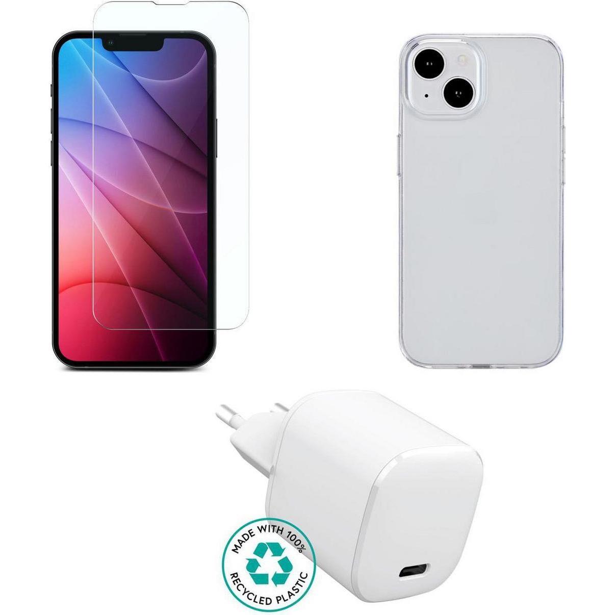 eSTUFF Kit for iPhone 14. Charger, Weiteres Smartphone Zubehör, Transparent, Weiss