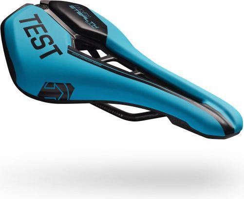 Actual product image PRO Test saddle Stealth Curved Performance, blue, stainless steel frame, 142mm