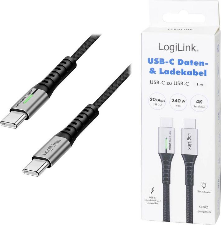 Immagine prodotto LogiLink Prüfen (1 m, USB 3.2 Gen 2x2, 240 W)