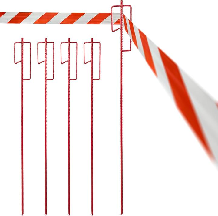 Novatool Lot de 10 supports de rubans de délimitation Ø12 x 1100mm Rouge, métal Ruban de délimitation