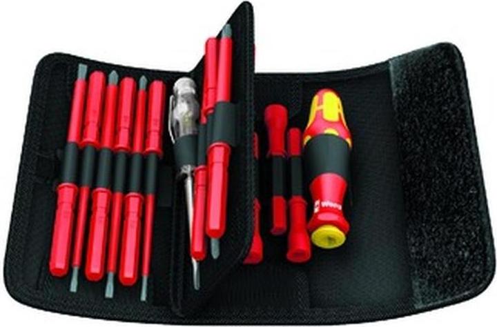 Produktbild Wera VDE Wechselklingen-Set 18teili (Schlitz, Phillipps-Kreuzschlitz (PH), Pozidriv-Kreuzschlitz (PZ), Doppelbart, Aussenvierkant)
