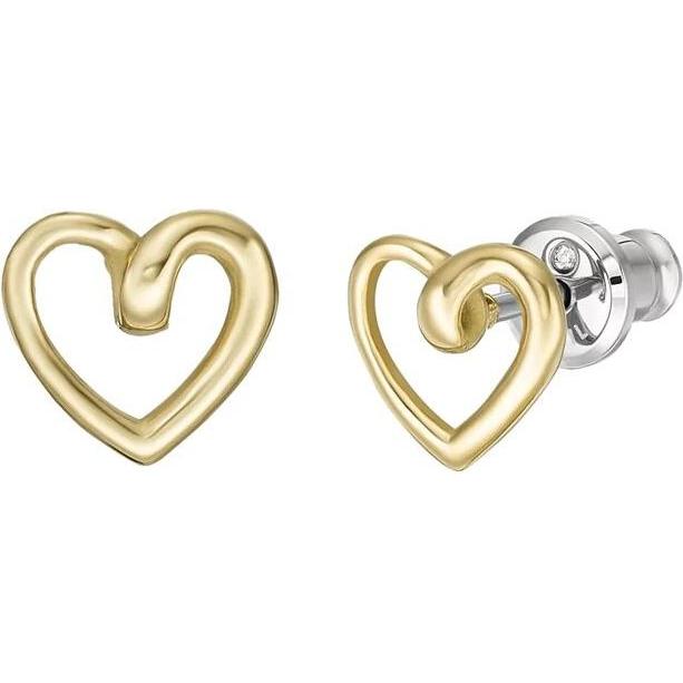 Fossil, Orecchini, - Beautiful gold-plated heart earrings Sawyer JOF00930710, (Oro)