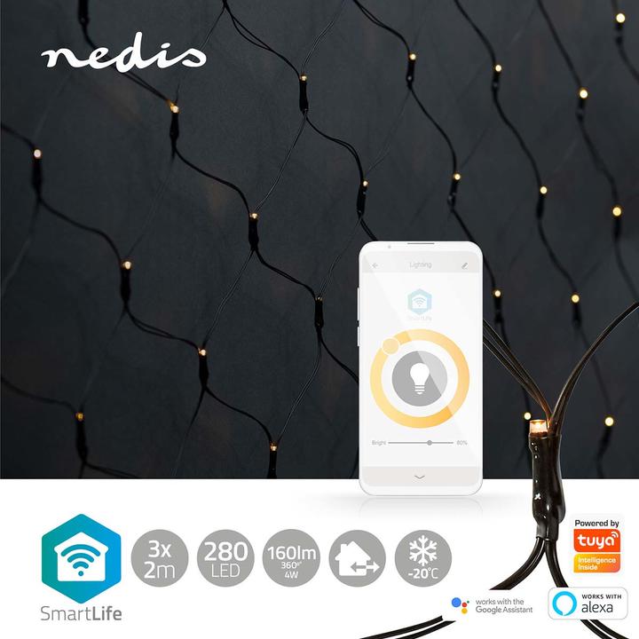 Actual product image Nedis SmartLife Decorative LED | Wi-Fi | Warm White | 280 LED's | 3 x 2 m | Android™ / IOS (3 m)