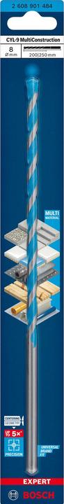 Produktbild Bosch Professional Zubehör EXPERT CYL-9 MultiConstruction Bohrer, 8 x 200 x 250 mm (8 Millimeter)