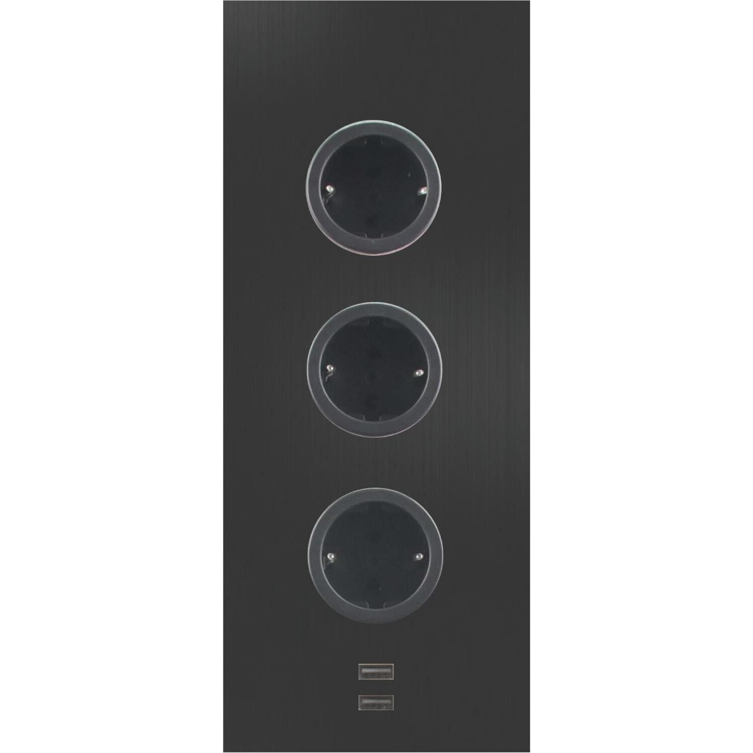 Thumbnail - Caressi, Steckdose, Steckdosenelement 3ST29 3 Schukosteckdosen 2 USB-Charger schwarz