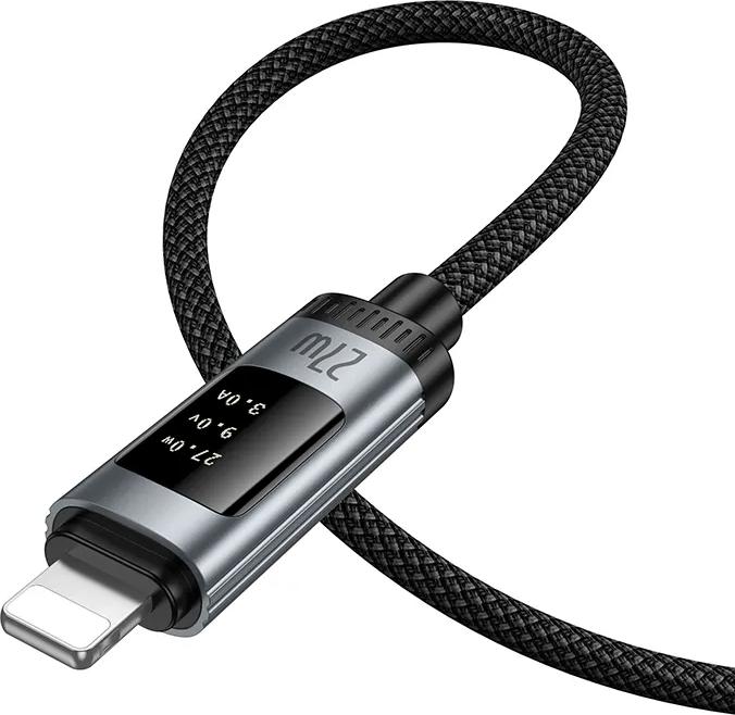 Produktbild Hoco Cable Data Cable with digital display USB C to Lightning PD 27W 1,2 m U148 black (1.20 m, 27 W)