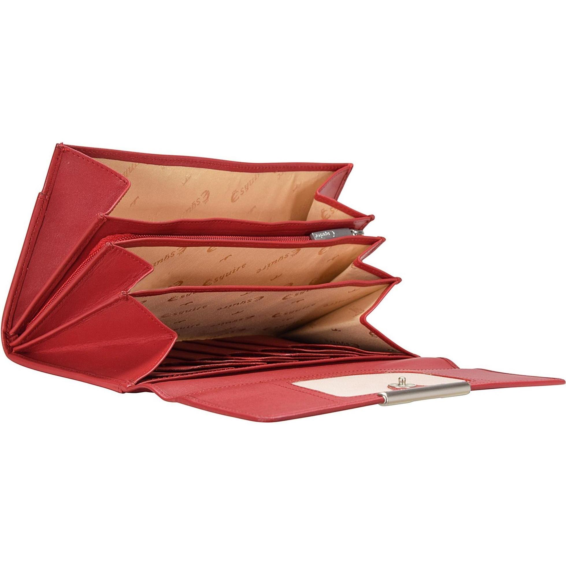 Thumbnail - Esquire, Damen, Portemonnaie, Helena Geldbörse Leder 18 cm, Rot