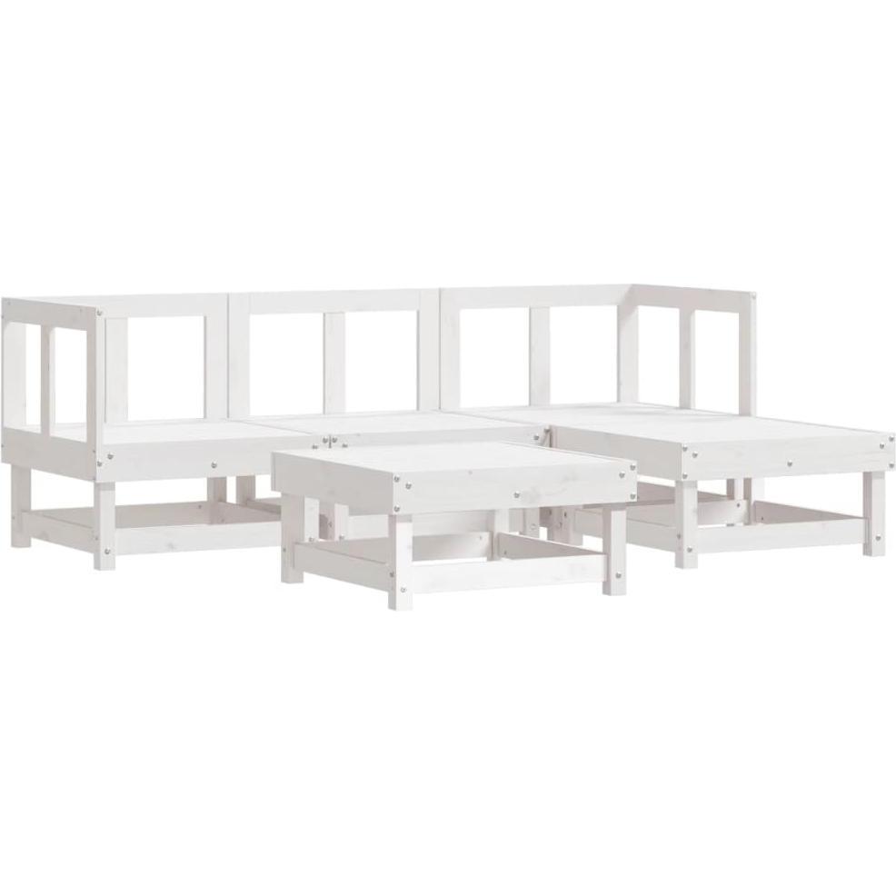 VidaXL, Gartenlounge, 5-tlg. Garten-Lounge-Set Weiss Massivholz Kiefer,Farbe